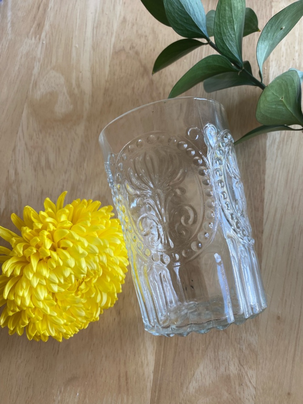 Anthropologie large fleur de lis glass / tumbler